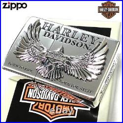 Zippo Oil Lighter Harley Davidson Eagle Metal HDP-76 Silver Regular Case Japan