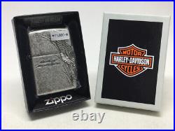 Zippo Oil Lighter Harley Davidson HDP-65 Eagle Silver Metal Barrel Brass Japan